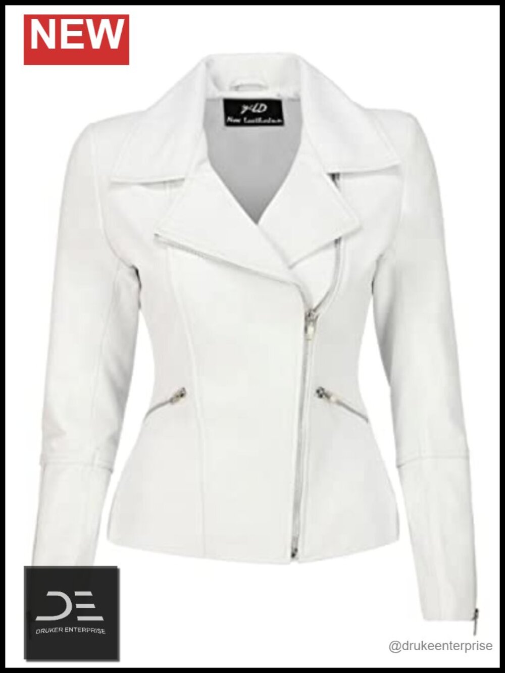 Lambskin Leather Asymmetrical Zip Moto Biker Jacket